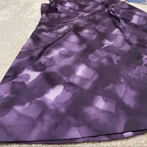 Simply Vera by Vera Wang Sleeveless Ruched Paint Grid Purple Dress - Picture 4 of 7